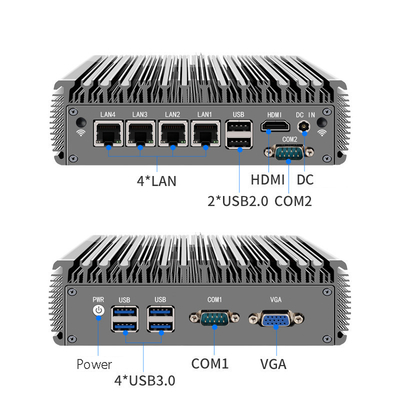 Endüstriyel fansız mini pc 4 lan RJ45 Giga Dört çekirdekli J4125 core i3 i5 i7 Fansız Endüstriyel mini pc bilgisayar