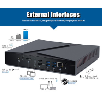 Win 10 Pro Inte1 I9 9880H Endüstriyel Mini PC 8GB DDR4 Nvme M.2 SSD 256GB Çift Ekran Gigabit LAN Mini PC Bilgisayar
